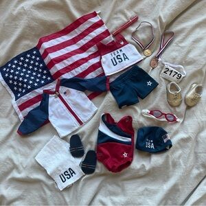 American Girl Doll Olympic Track and Swimming Outfits USA